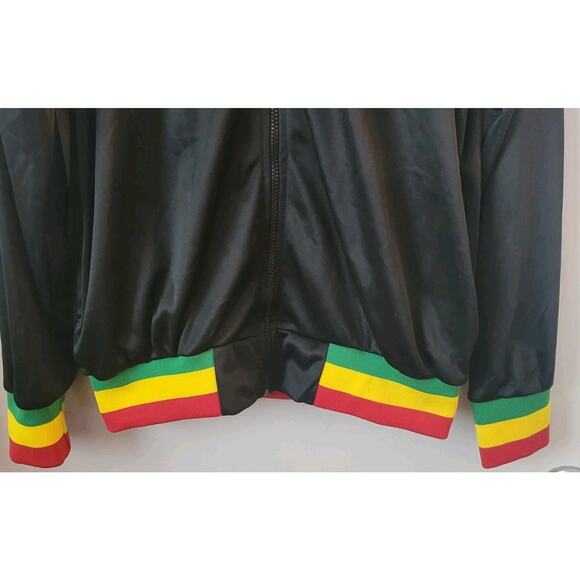 Show Off Collection Mens Sz. L Jamaica Jogger Track Jacket Black Zip Up - Picture 8 of 8